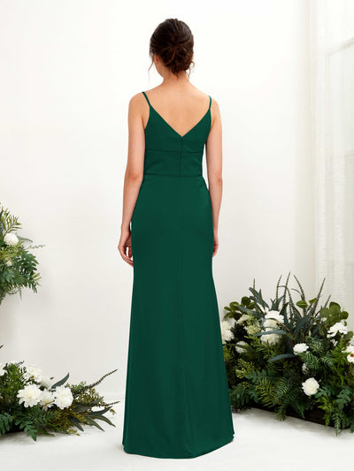 Carlyna Corte Imperial Escote en V Hasta el Suelo Satén Vestido de Dama de Honor Verde Militer #color_verde-militer