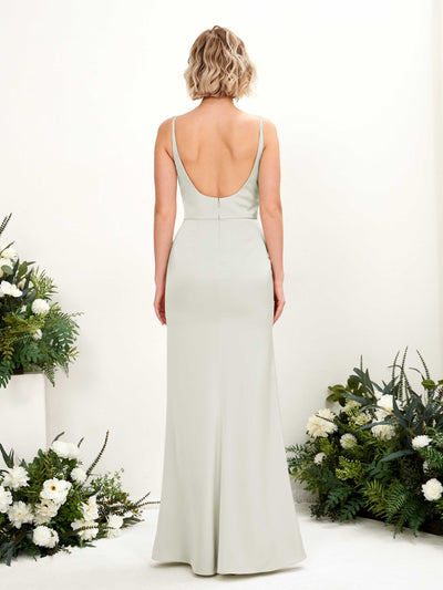 Carlyna Corte trompeta/sirena escote en V hasta el suelo satén vestido Marfil #color_marfil