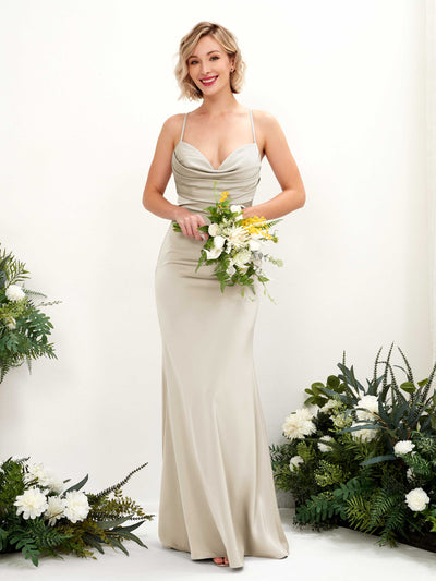 Carlyna Escote drapeado Hasta el suelo Satén Vestido de dama de honor Champán #color_champ-n