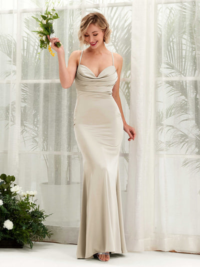 Carlyna Escote drapeado Hasta el suelo Satén Vestido de dama de honor Champán #color_champ-n