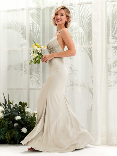 Carlyna Escote drapeado Hasta el suelo Satén Vestido de dama de honor Champán #color_champ-n