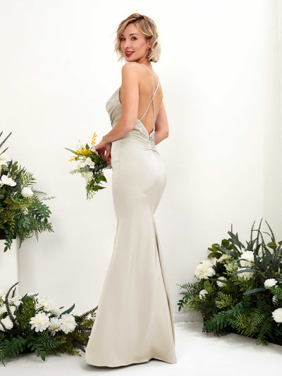 Carlyna Escote drapeado Hasta el suelo Satén Vestido de dama de honor Champán #color_champ-n