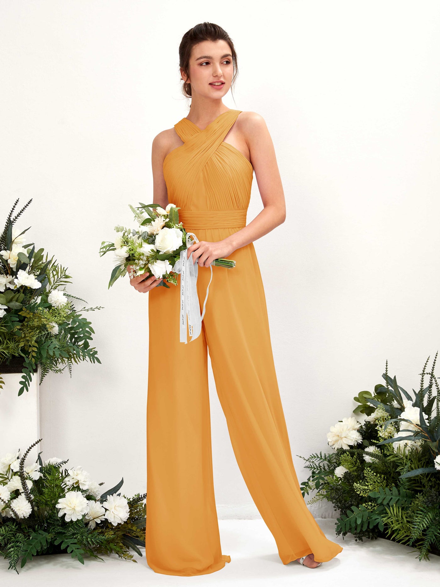 Carlyna Mono Escote cruzado Hasta el suelo Gasa fruncido Vestidos de dama de honor Mango #color_mango