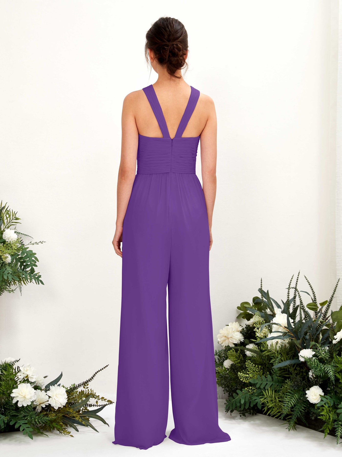 Carlyna Mono Escote cruzado Hasta el suelo Gasa fruncido Vestidos de dama de honor Regencia #color_regencia