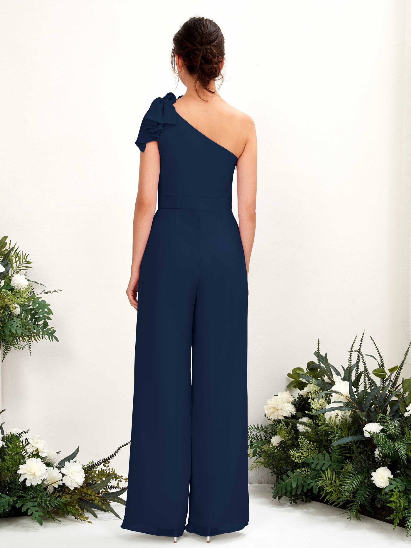 Carlyna Mono Un Hombre Hasta el suelo Vestidos de dama de honor Azul Marino #color_azul-marino