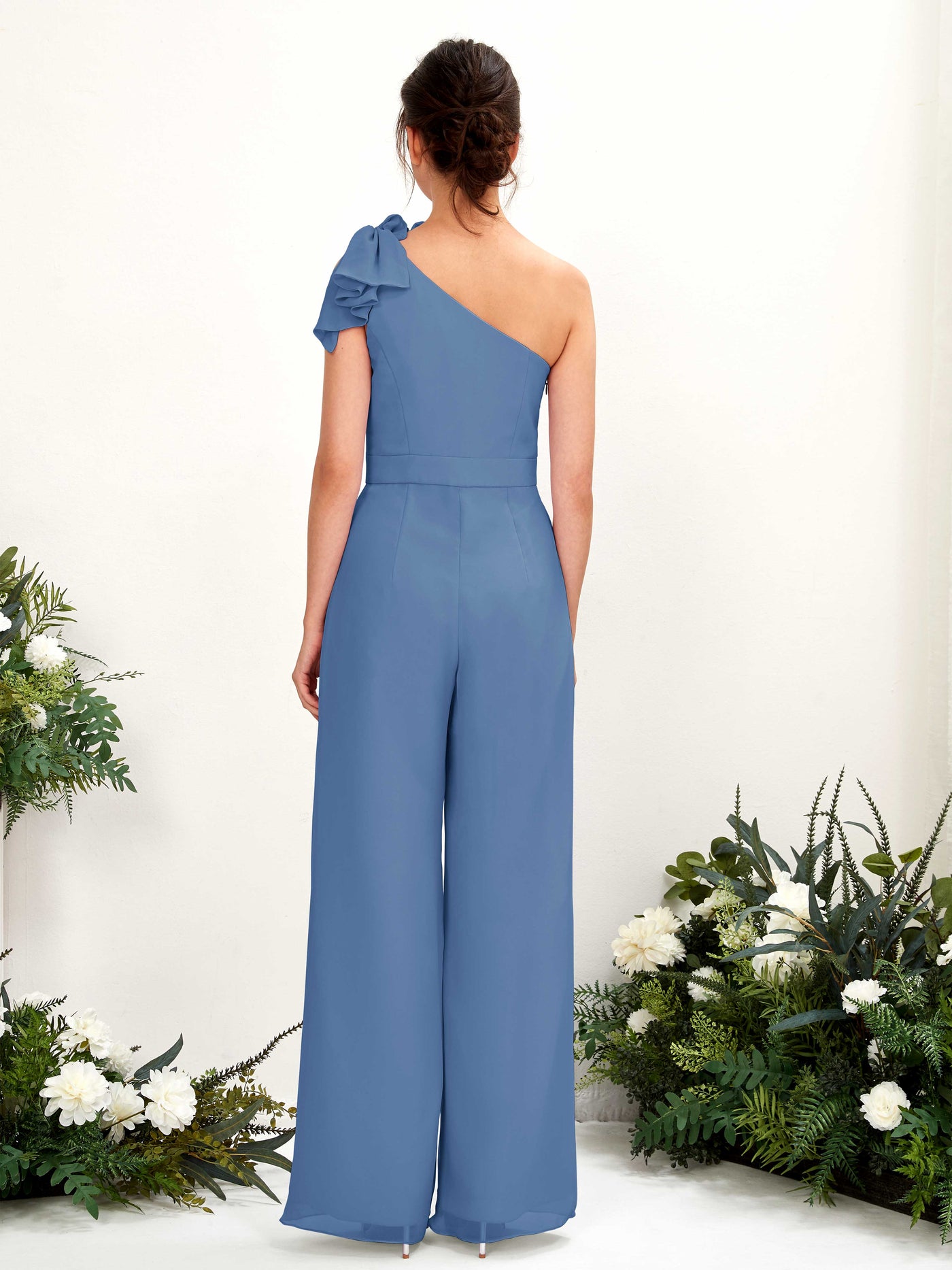 Carlyna Mono Un Hombre Hasta el suelo Vestidos de dama de honor Azul polvoriento #color_azul-polvoriento