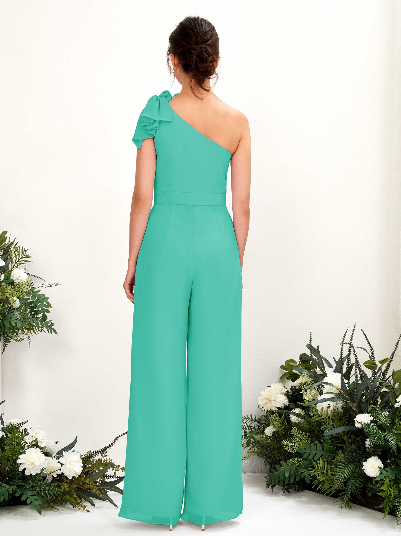 Carlyna Mono Un Hombre Hasta el suelo Vestidos de dama de honor Azul Tiffany #color_azul-tiffany