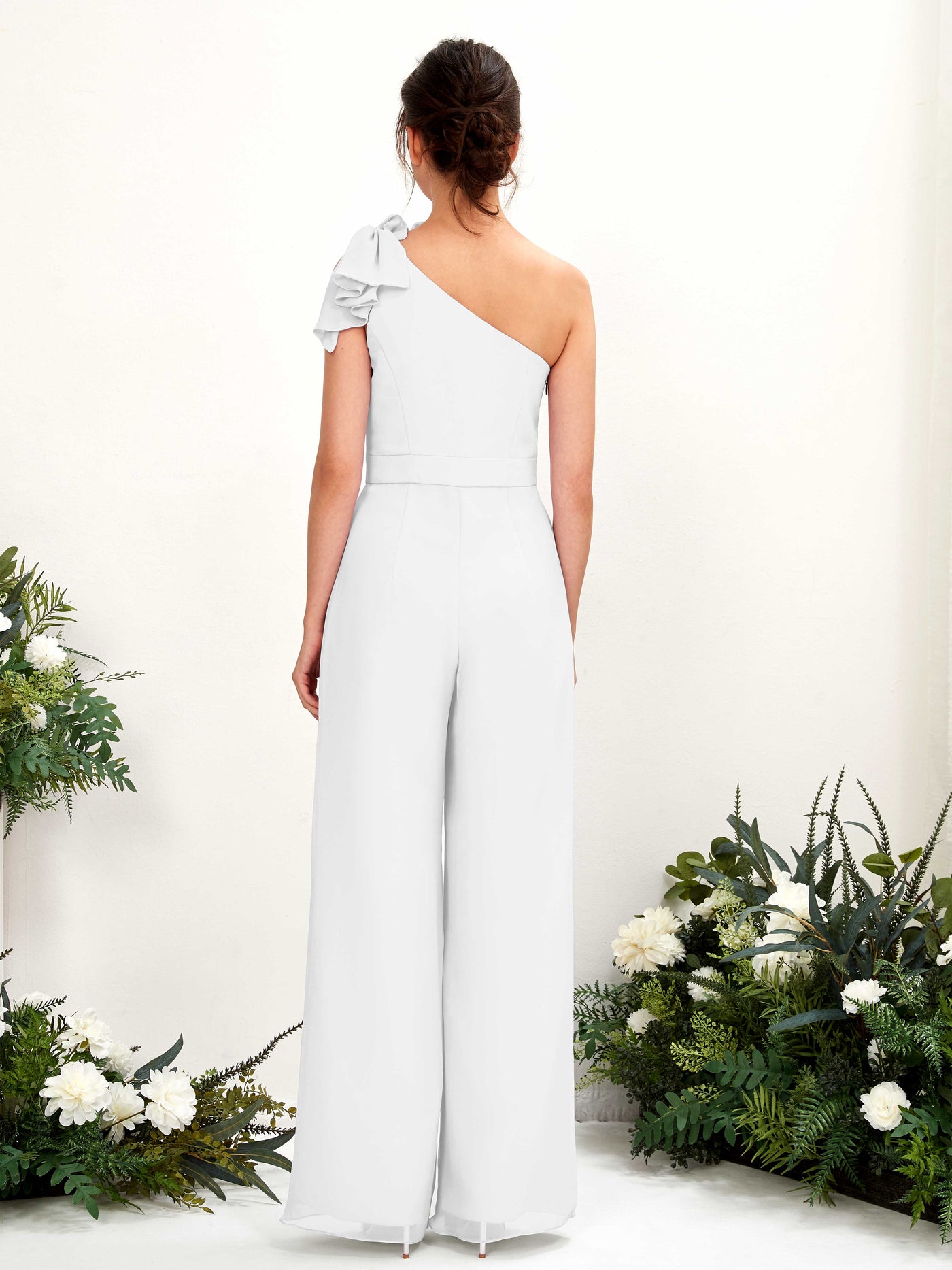 Carlyna Mono Un Hombre Hasta el suelo Vestidos de dama de honor Blanco #color_blanco