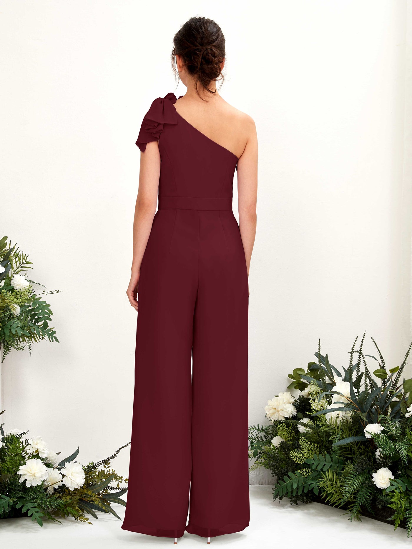 Carlyna Mono Un Hombre Hasta el suelo Vestidos de dama de honor Borgoña #color_borgo-a