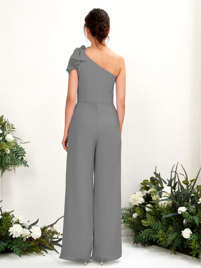 Carlyna Mono Un Hombre Hasta el suelo Vestidos de dama de honor Gris Acero #color_gris-acero