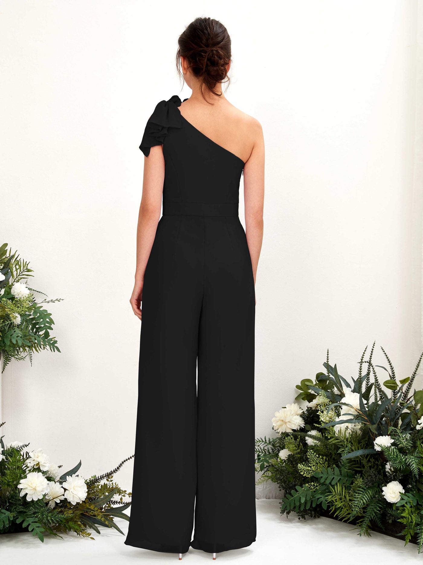 Carlyna Mono Un Hombre Hasta el suelo Vestidos de dama de honor Negro #color_negro