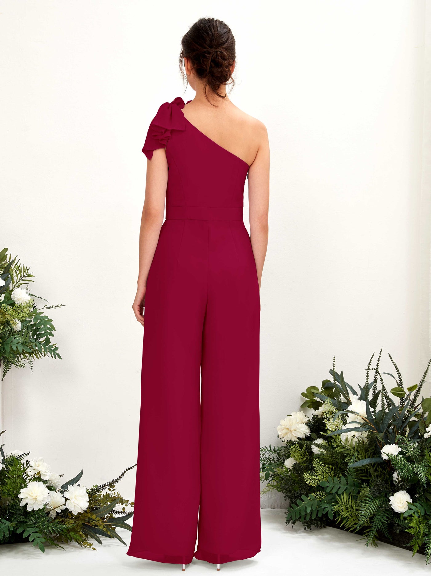 Carlyna Mono Un Hombre Hasta el suelo Vestidos de dama de honor Rojo Bufón #color_rojo-buf-n