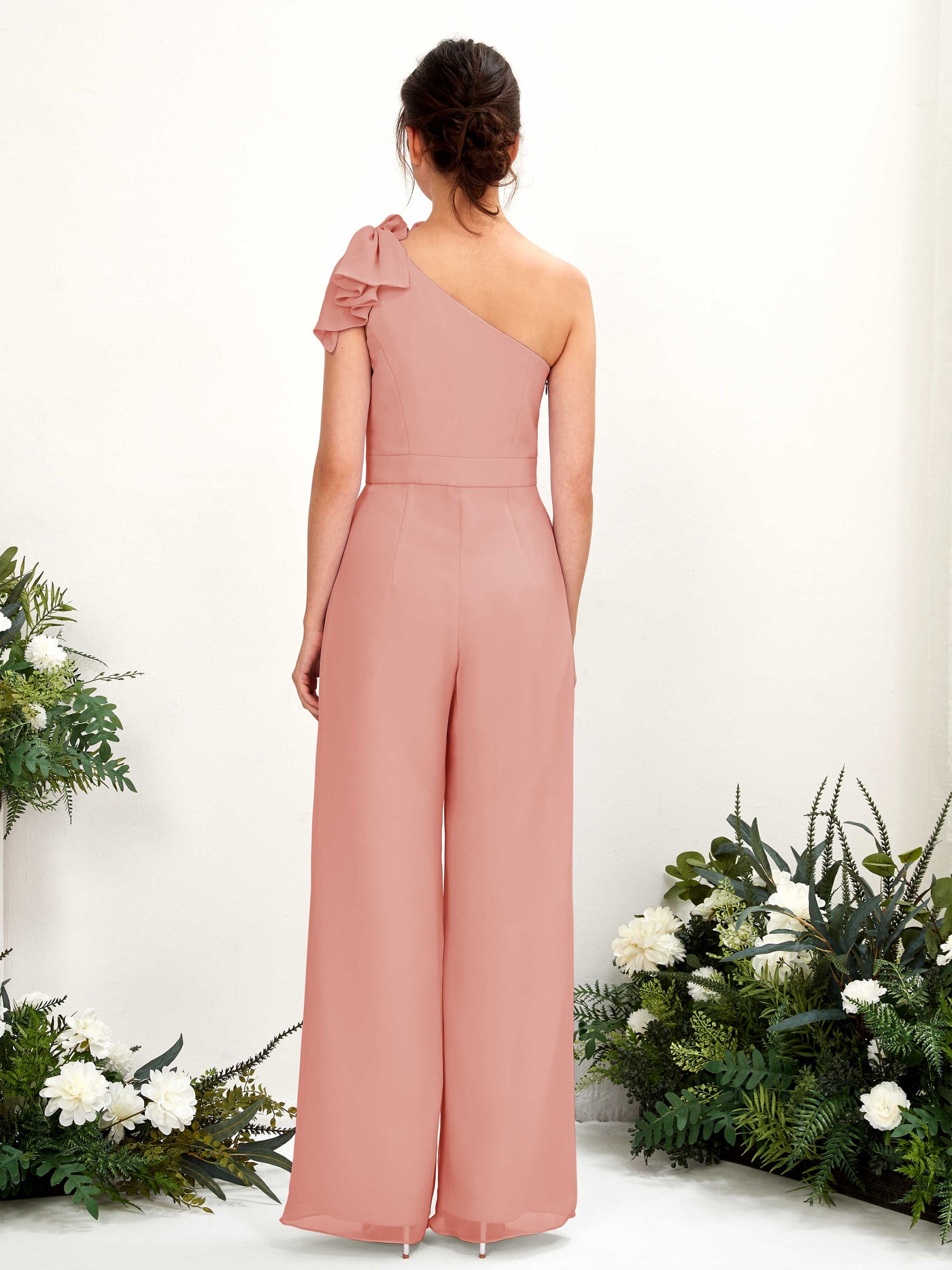 Carlyna Mono Un Hombre Hasta el suelo Vestidos de dama de honor Rosa Champán #color_rosa-champ-n