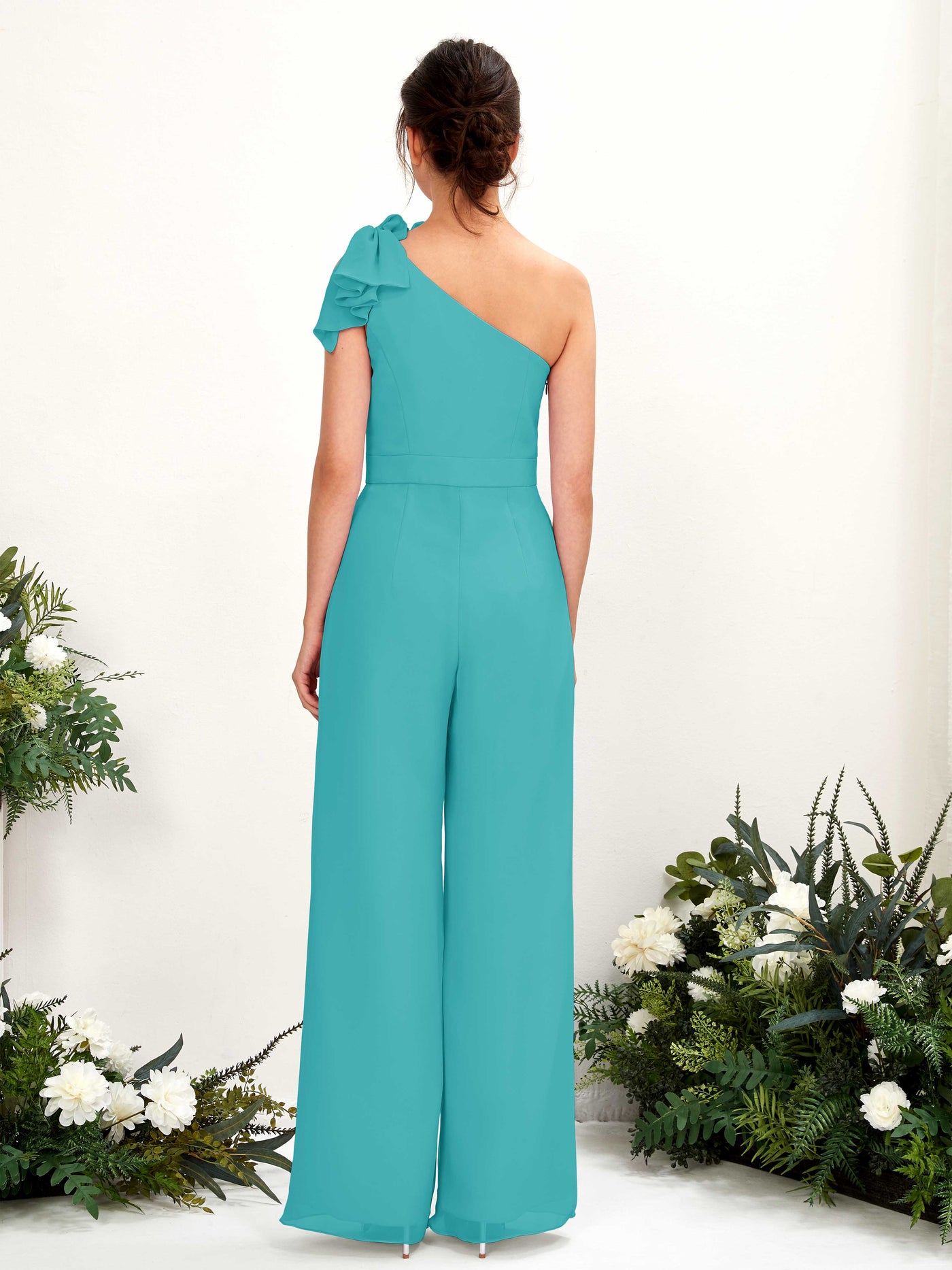Carlyna Mono Un Hombre Hasta el suelo Vestidos de dama de honor Turquesa #color_turquesa