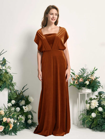 Carlyna Tubo Convertible Hasta el suelo Vestidos de dama de honor Naranja Burant #color_naranja-burant