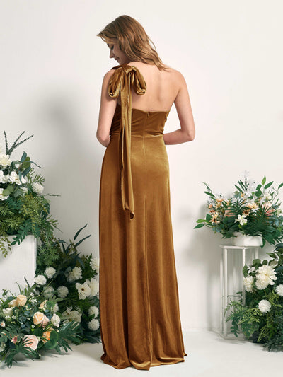 Carlyna Tubo Convertible Hasta el suelo Vestidos de dama de honor Oro Bruñido #color_oro-bru-ido