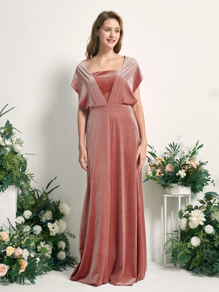 Carlyna Tubo Convertible Hasta el suelo Vestidos de dama de honor Rosa Polvorienta 