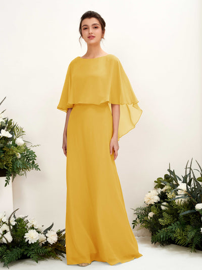 Carlyna Tubo Corte Escote bandeja Capa Vestidos de dama de honor Amarillo Mostaza #color_amarillo-mostaza