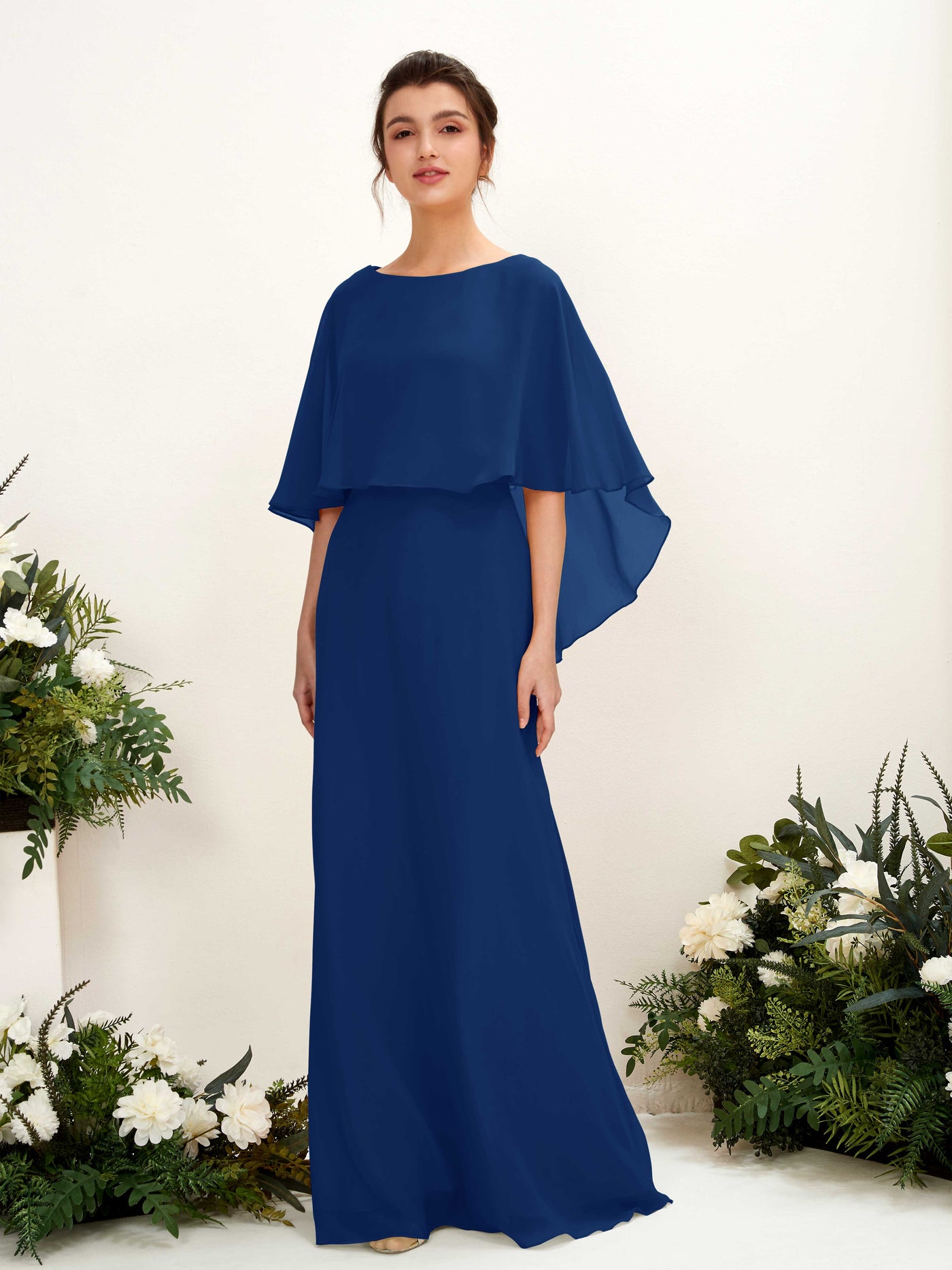 Carlyna Tubo Corte Escote bandeja Capa Vestidos de dama de honor Azul Real #color_azul-real