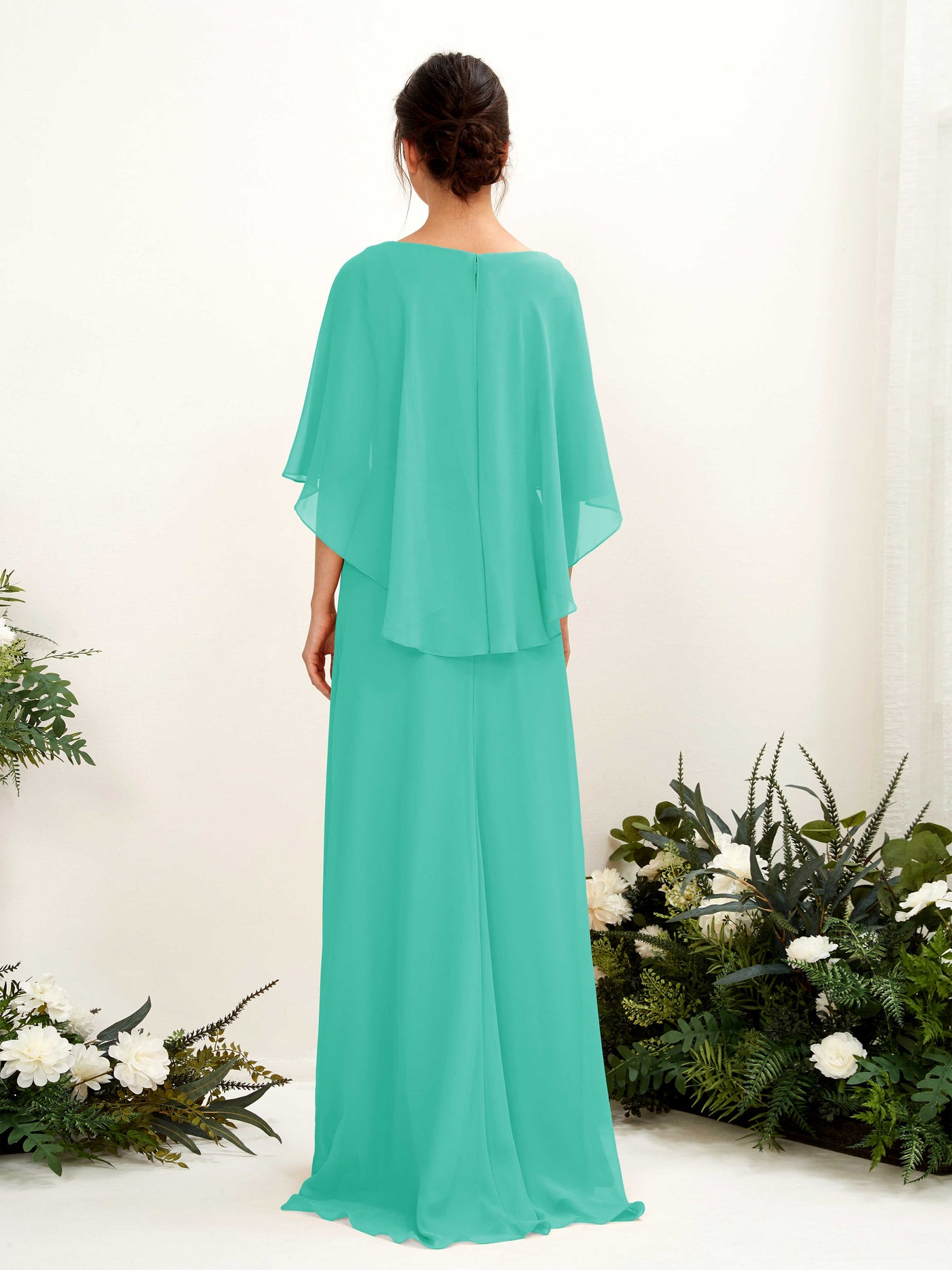 Carlyna Tubo Corte Escote bandeja Capa Vestidos de dama de honor Azul Tiffany #color_azul-tiffany