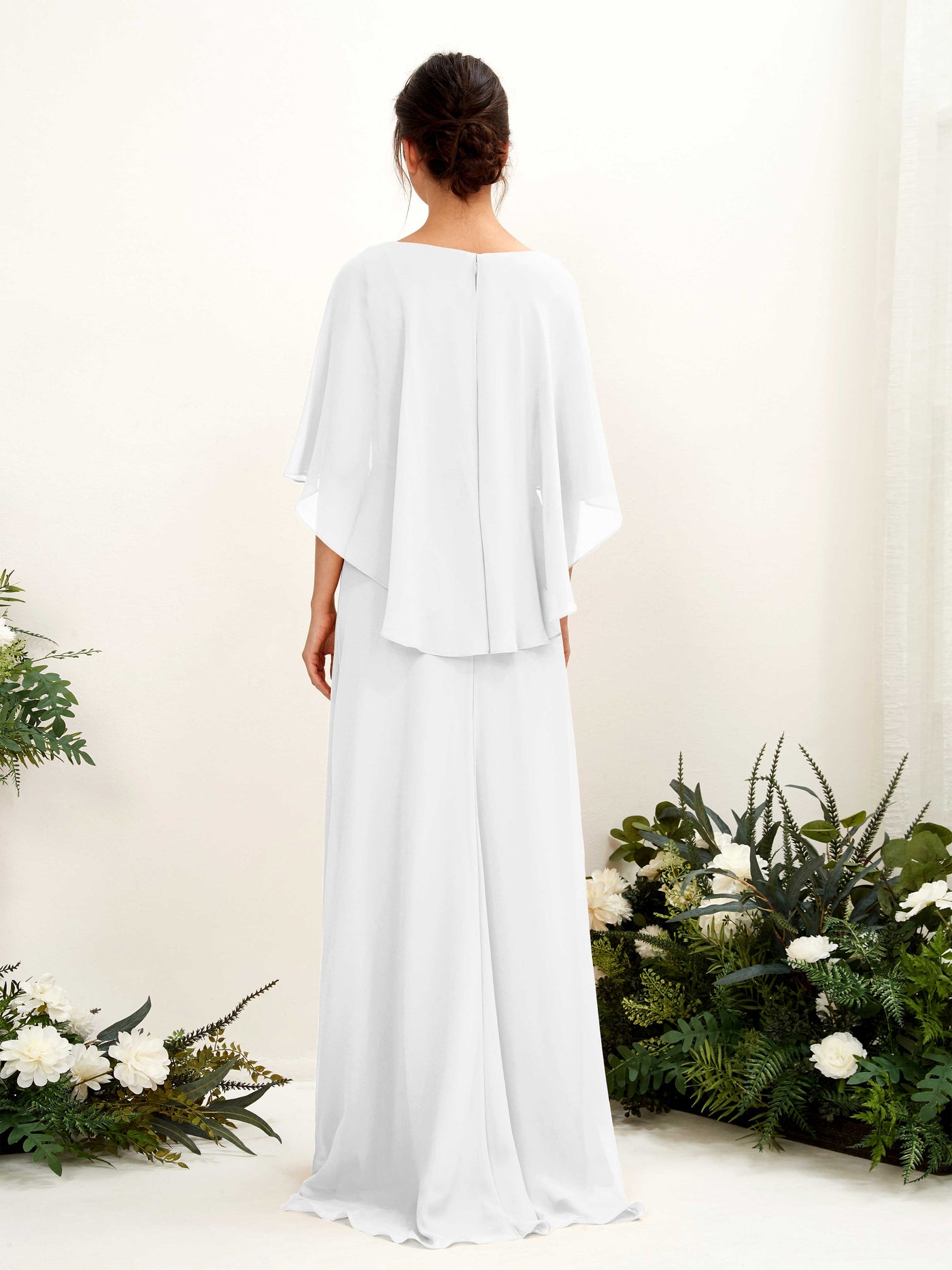 Carlyna Tubo Corte Escote bandeja Capa Vestidos de dama de honor Blanco #color_blanco