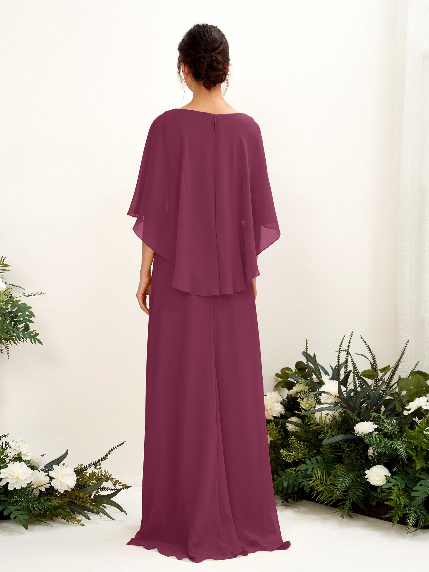 Carlyna Tubo Corte Escote bandeja Capa Vestidos de dama de honor Chianti #color_chianti