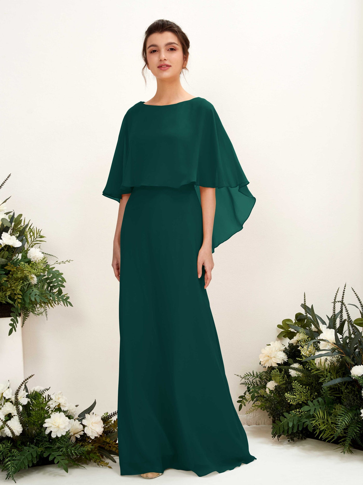 Carlyna Tubo Corte Escote bandeja Capa Vestidos de dama de honor Esmeralda Oscuro #color_esmeralda-oscuro