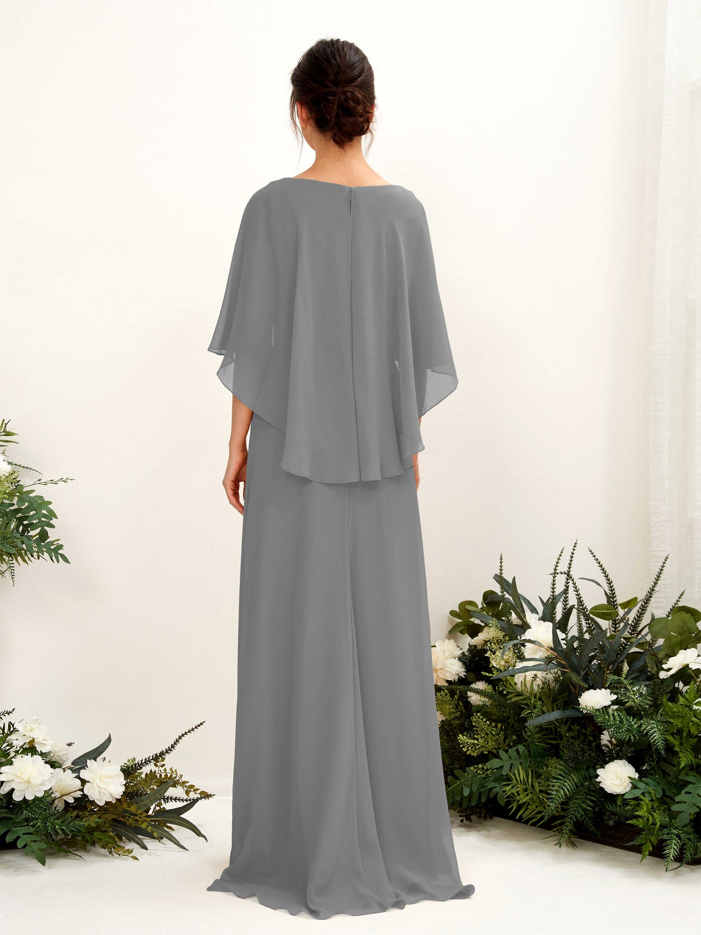 Carlyna Tubo Corte Escote bandeja Capa Vestidos de dama de honor Gris Acero #color_gris-acero