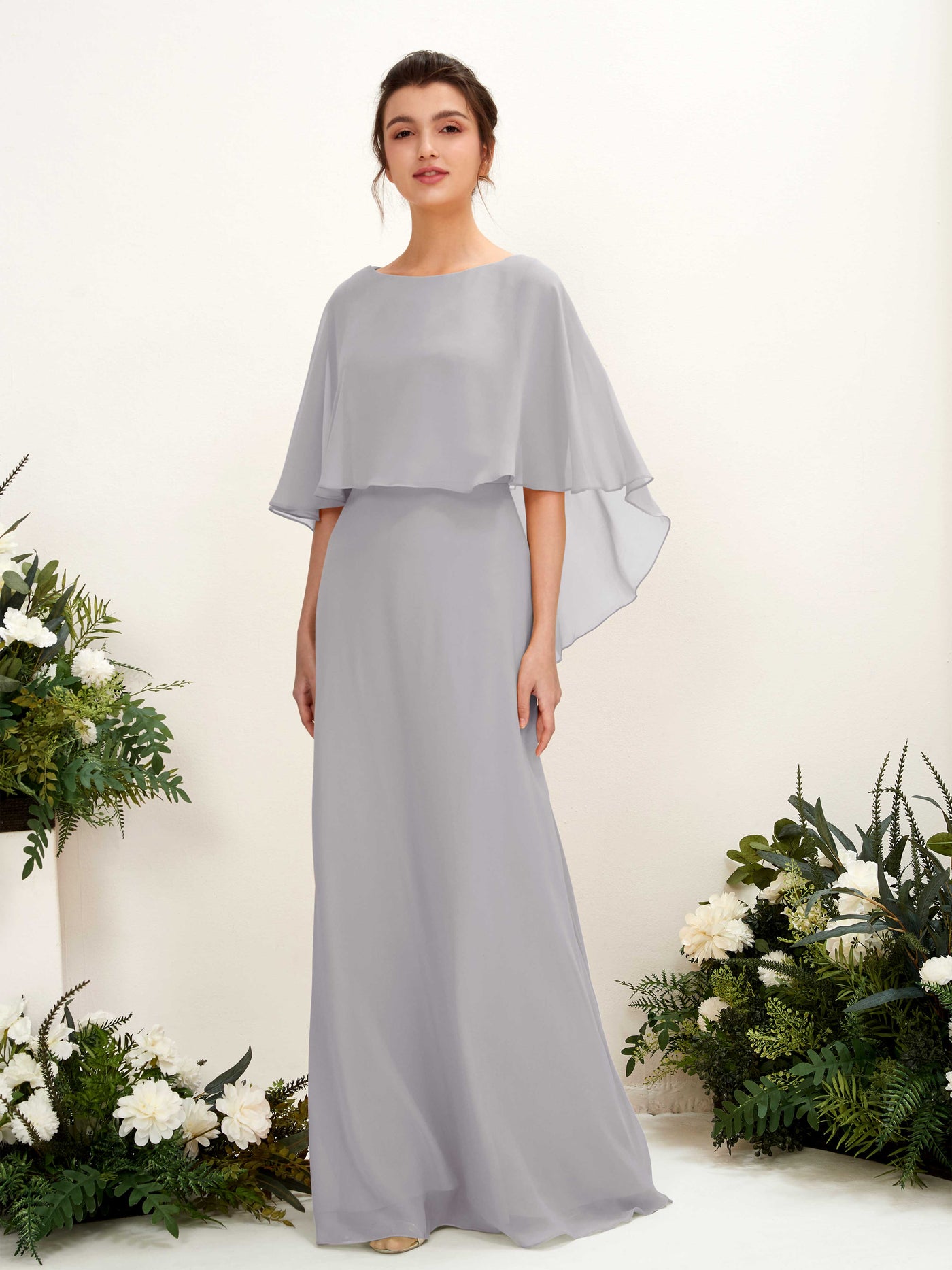 Carlyna Tubo Corte Escote bandeja Capa Vestidos de dama de honor Gris Paloma #color_gris-paloma