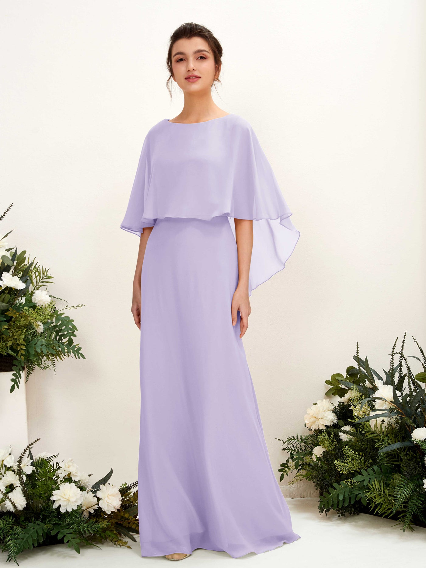 Carlyna Tubo Corte Escote bandeja Capa Vestidos de dama de honor Lila #color_lila