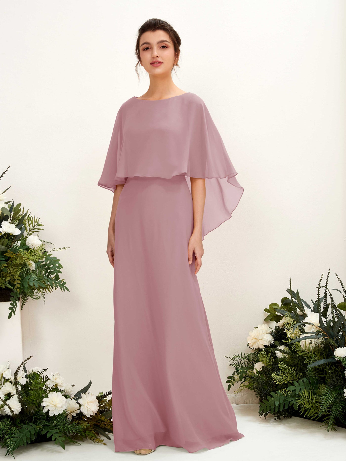 Carlyna Tubo Corte Escote bandeja Capa Vestidos de dama de honor Malva Clásico #color_malva-cl-sico