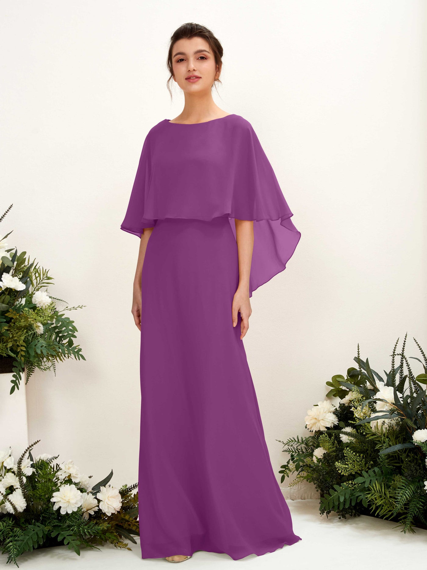 Carlyna Tubo Corte Escote bandeja Capa Vestidos de dama de honor Púrpura #color_p-rpura