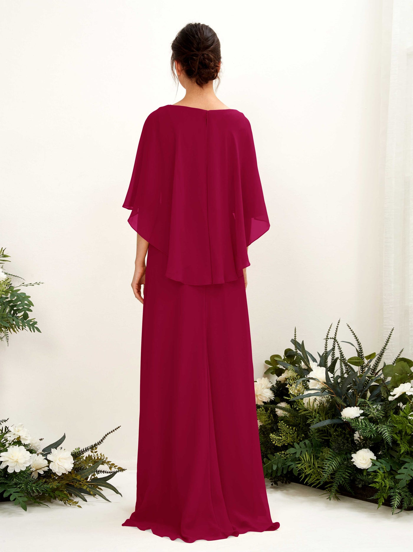 Carlyna Tubo Corte Escote bandeja Capa Vestidos de dama de honor Rojo Bufón #color_rojo-buf-n