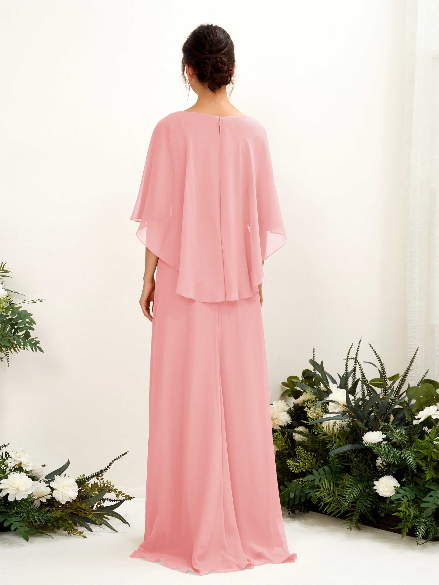 Carlyna Tubo Corte Escote bandeja Capa Vestidos de dama de honor Rosa Ballet #color_rosa-ballet