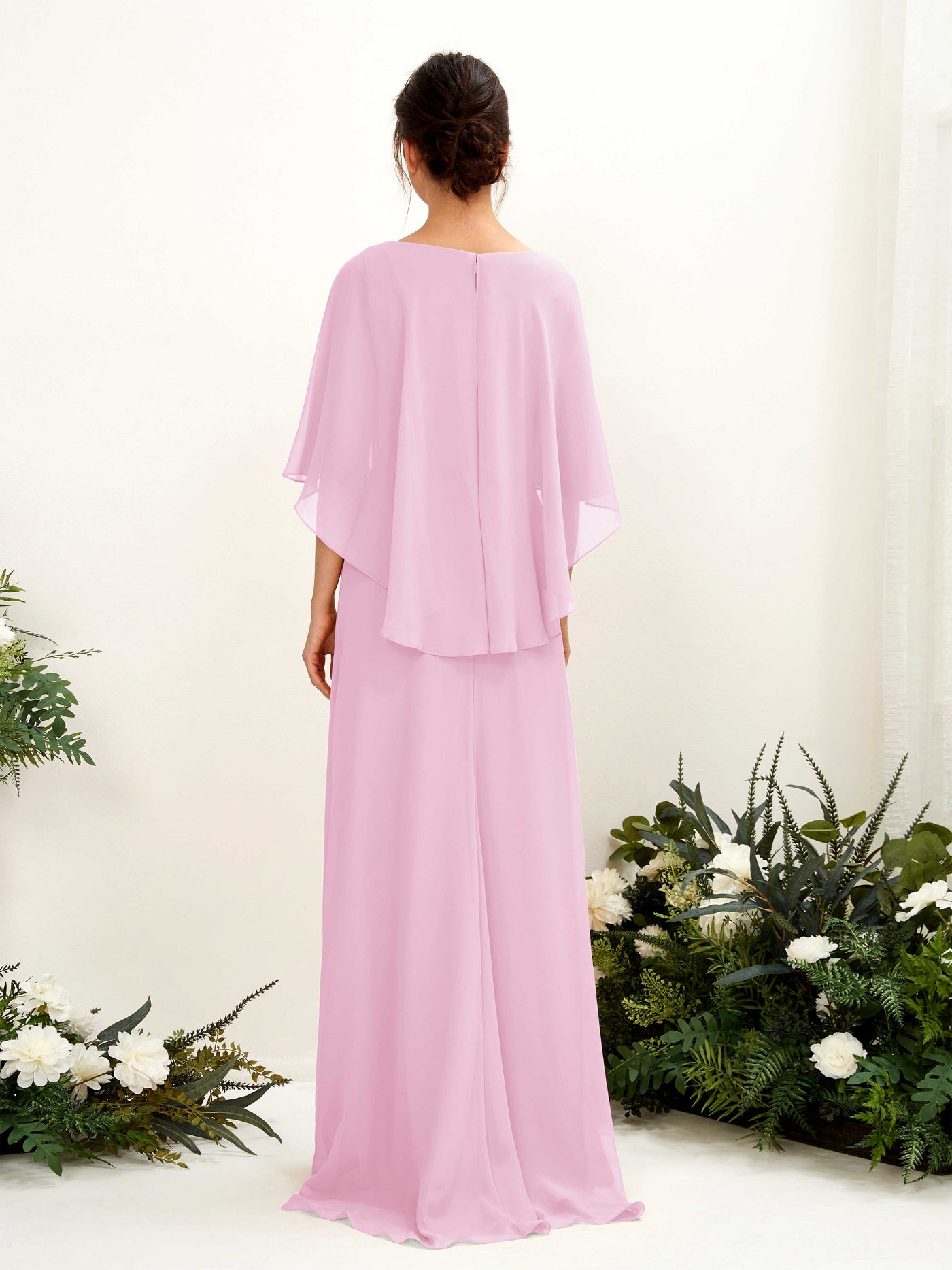 Carlyna Tubo Corte Escote bandeja Capa Vestidos de dama de honor Rosa Caramelo #color_rosa-caramelo