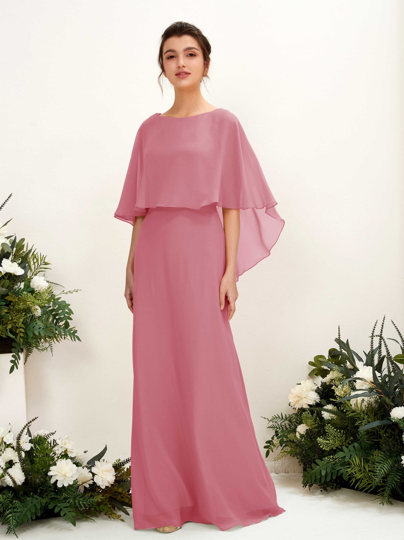 Carlyna Tubo Corte Escote bandeja Capa Vestidos de dama de honor Rosa Del Desierto #color_rosa-del-desierto