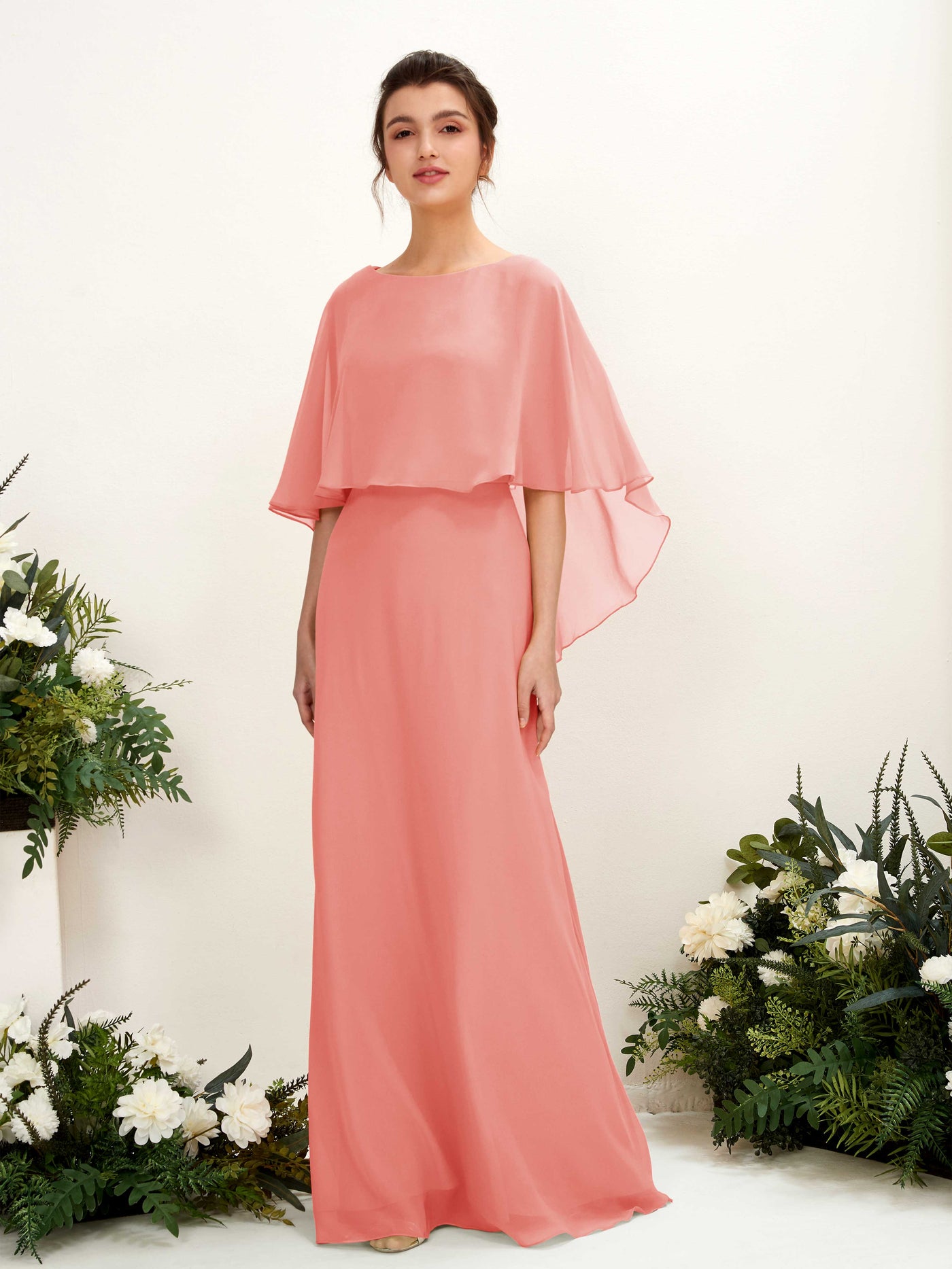 Carlyna Tubo Corte Escote bandeja Capa Vestidos de dama de honor Rosa Melocotón #color_rosa-melocot-n