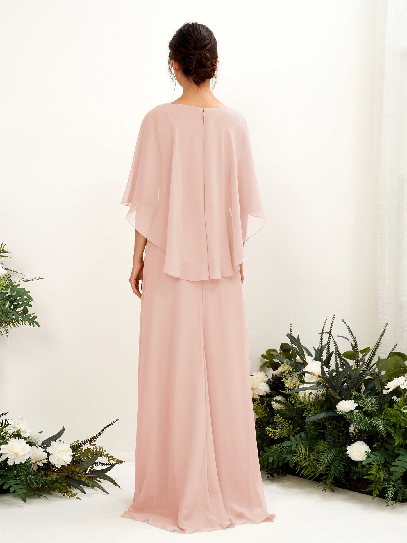 Carlyna Tubo Corte Escote bandeja Capa Vestidos de dama de honor Rosa Perla #color_rosa-perla