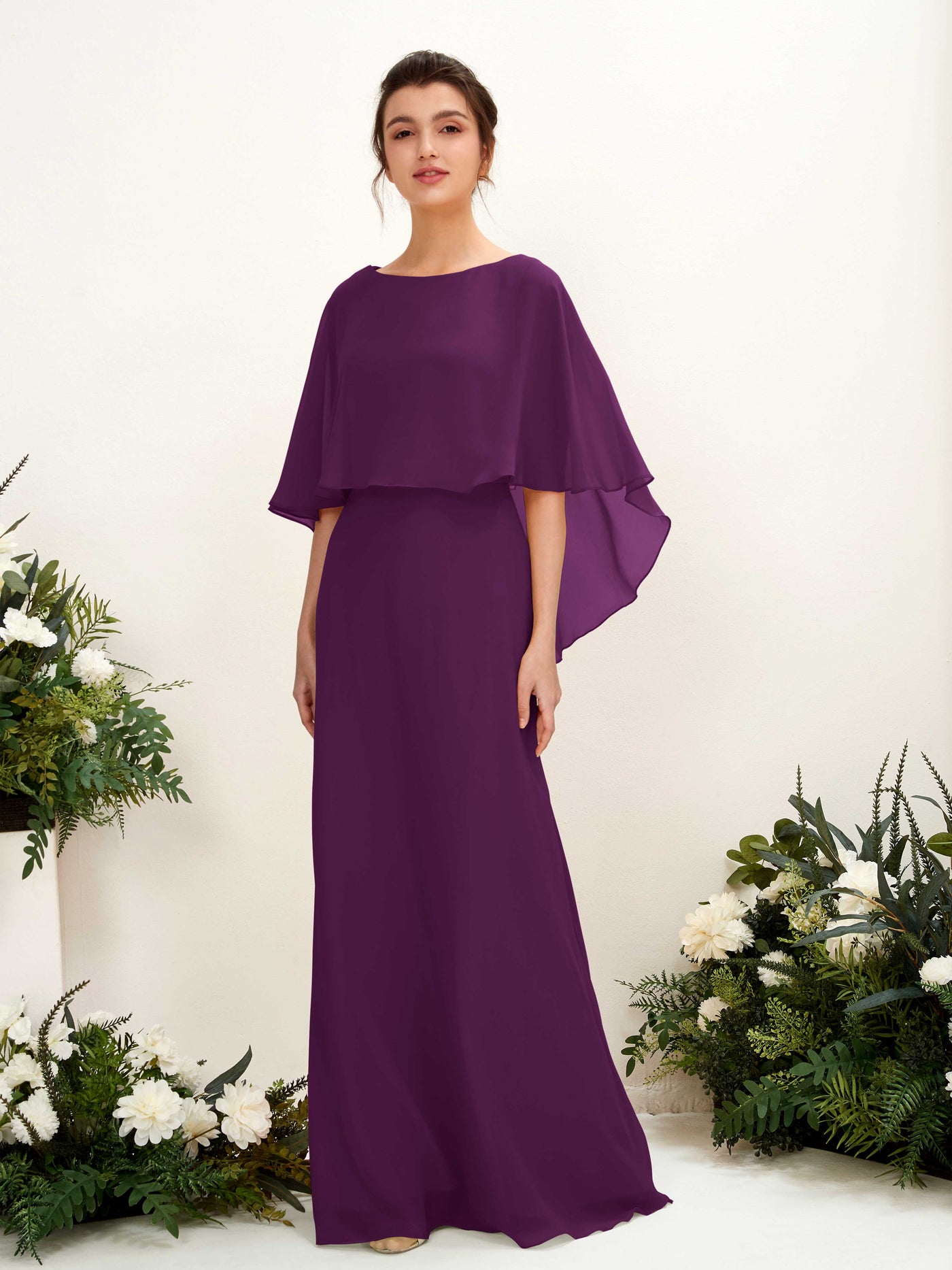Carlyna Tubo Corte Escote bandeja Capa Vestidos de dama de honor Uva #color_uva