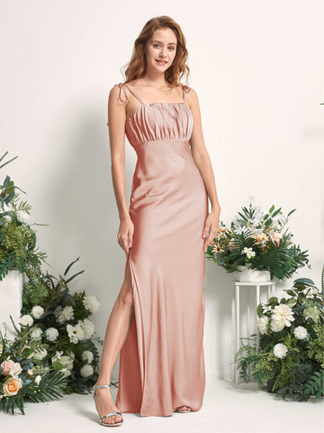 Carlyna Tubo Derecho Hasta el suelo Vestidos de dama de honor Cantalupo #color_cantalupo