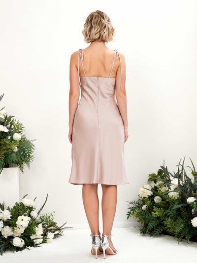 Carlyna Tubo escote drapeado hasta la rodilla vestido de dama de honor Rosa Perla #color_rosa-perla