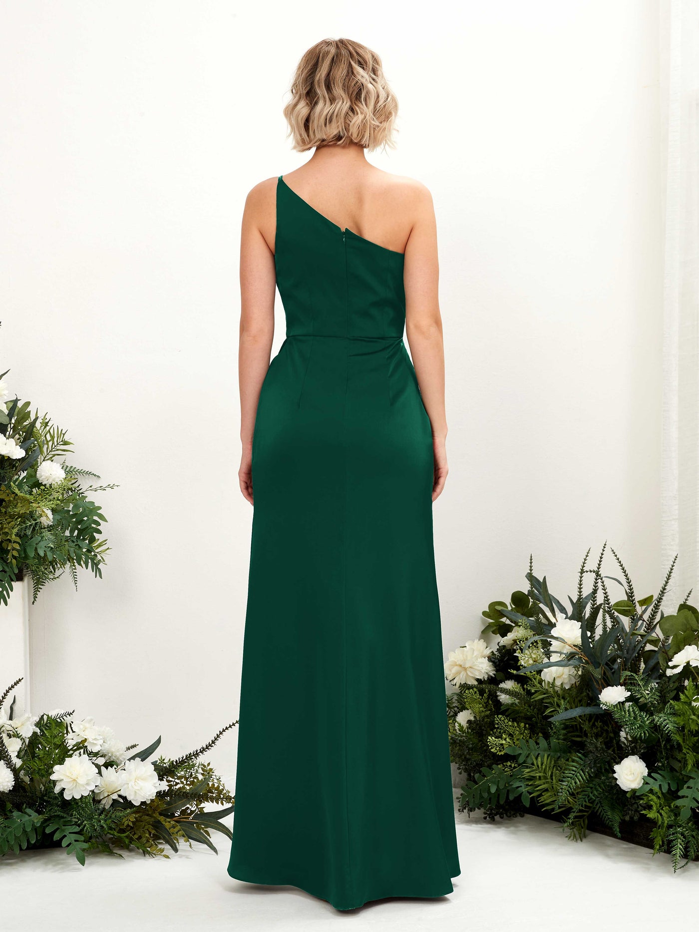Carlyna Tubo Un Hombre Hasta el suelo Fruncido Vestidos de dama de honor Verde Militer #color_verde-militer