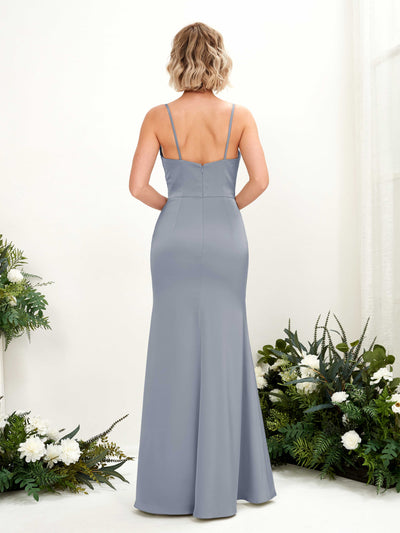 Carlyna Vestido corte trompeta escote en V hasta el suelo dama de honor Azul Polvoriento #color_azul-polvoriento