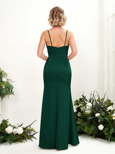 Carlyna Vestido corte trompeta escote en V hasta el suelo dama de honor Verde Militer #color_verde-militer