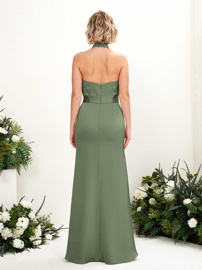 Carlyna Vestido corte trompeta/sirena cuello halter hasta el suelo Verde Oliva #color_verde-oliva