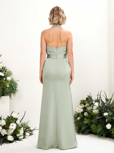 Carlyna Vestido corte trompeta/sirena cuello halter hasta el suelo Verde Salvia #color_verde-salvia