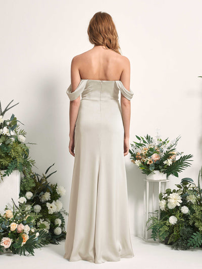 Carlyna Vestido dama de honor corte trompeta hombros caídos fruncido hasta el suelo Champán #color_champ-n