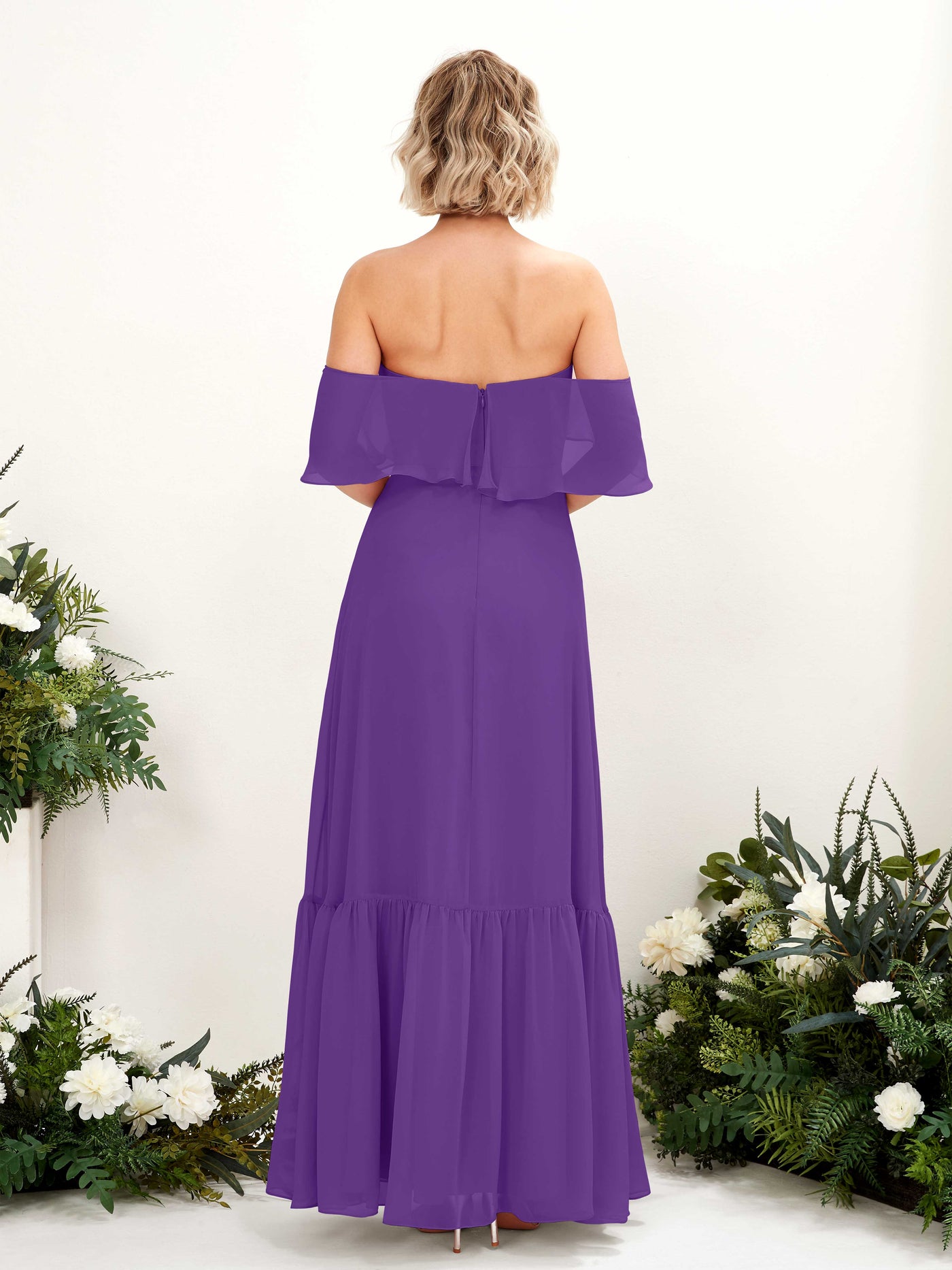 Carlyna Vestido dama de honor Línea A Hombros caídos Hasta el suelo Gasa Regencia #color_regencia