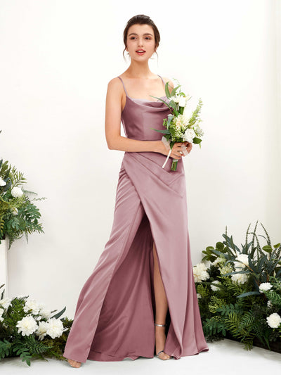 Carlyna Vestido de dama de honor Corte imperial Escote drapeado Hasta el suelo Cuarzo Rosa #color_cuarzo-rosa