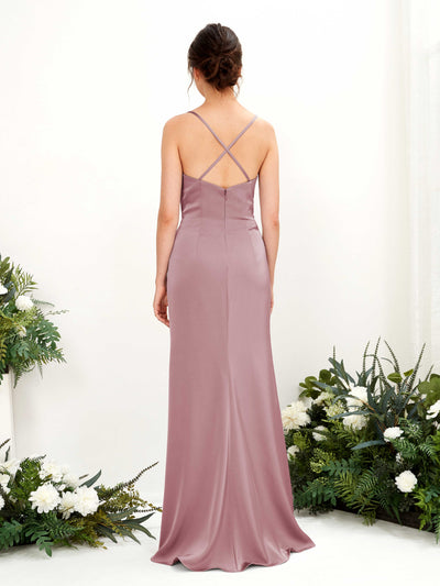 Carlyna Vestido de dama de honor Corte imperial Escote drapeado Hasta el suelo Cuarzo Rosa #color_cuarzo-rosa